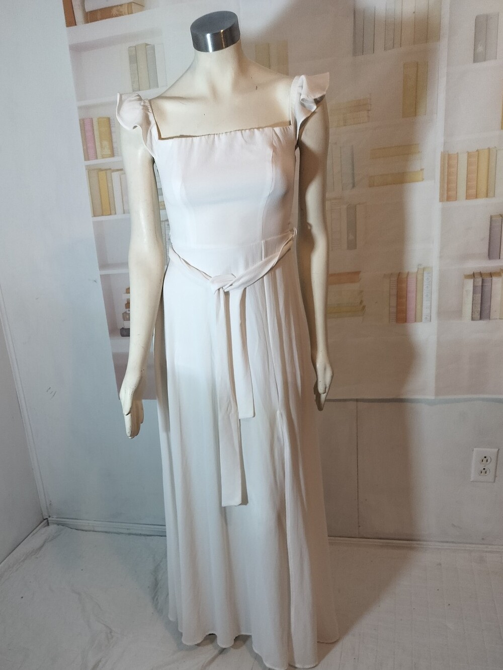 & Other Stories Cream Square-Neck Maxi Dress with Tie Waist